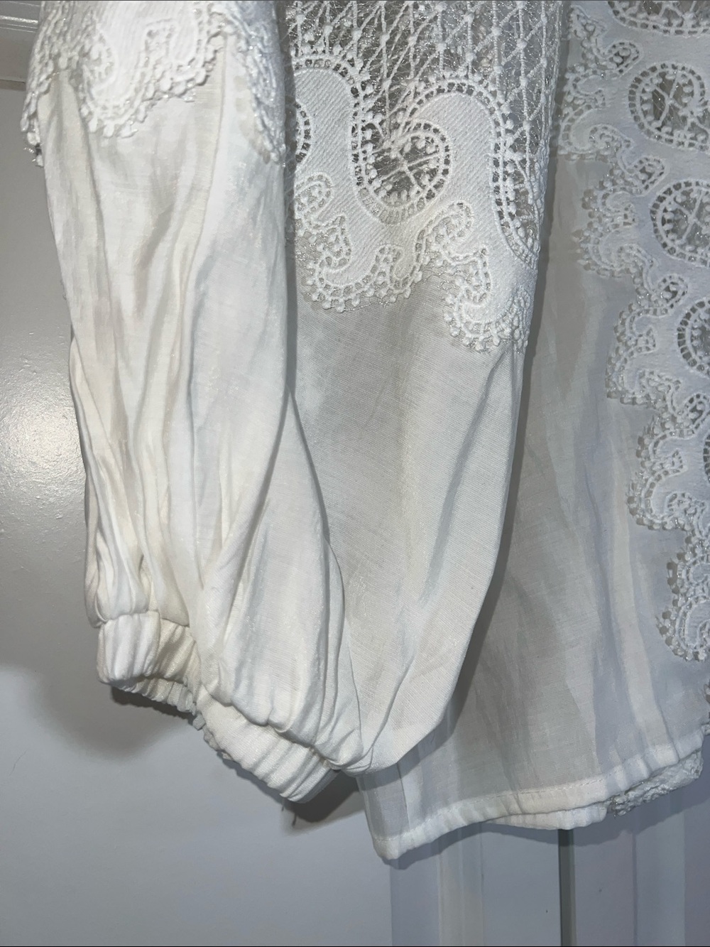 White Lace Victorian-Inspired Blouse with zipper closure - Picture 3 of 9